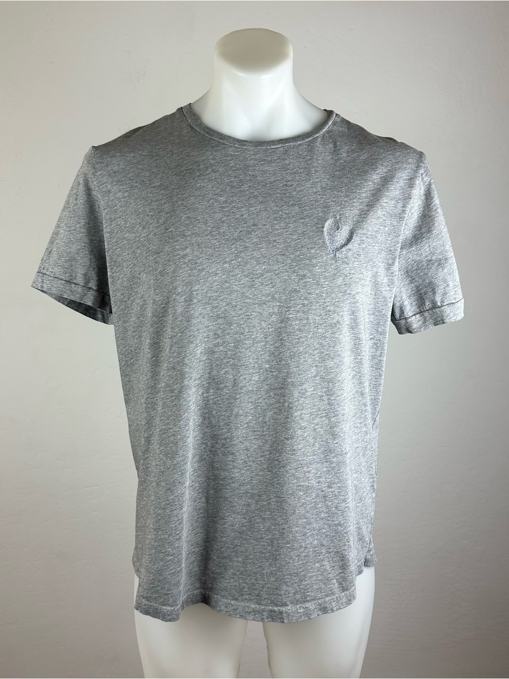Inimigo Men's Embroidered Heart Short Sleeve Crew Tee - Heather Gray
